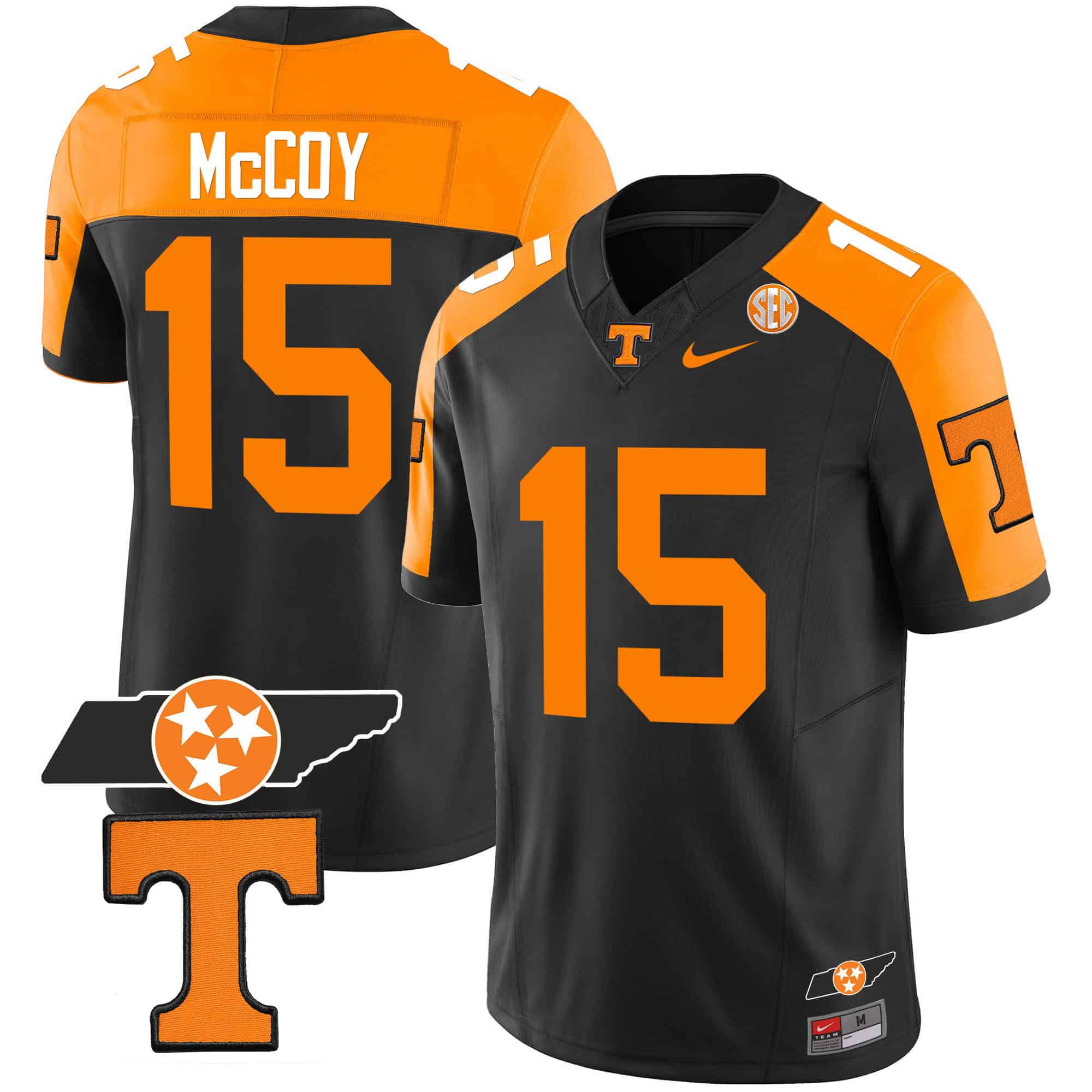 Men Tennessee Volunteers #15 Mccoy Black 2024 Nike Checkerboard & Alternate NCAA Jersey style 2